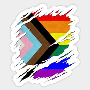 LGBTQ Progress Pride Flag Ripped Reveal Sticker